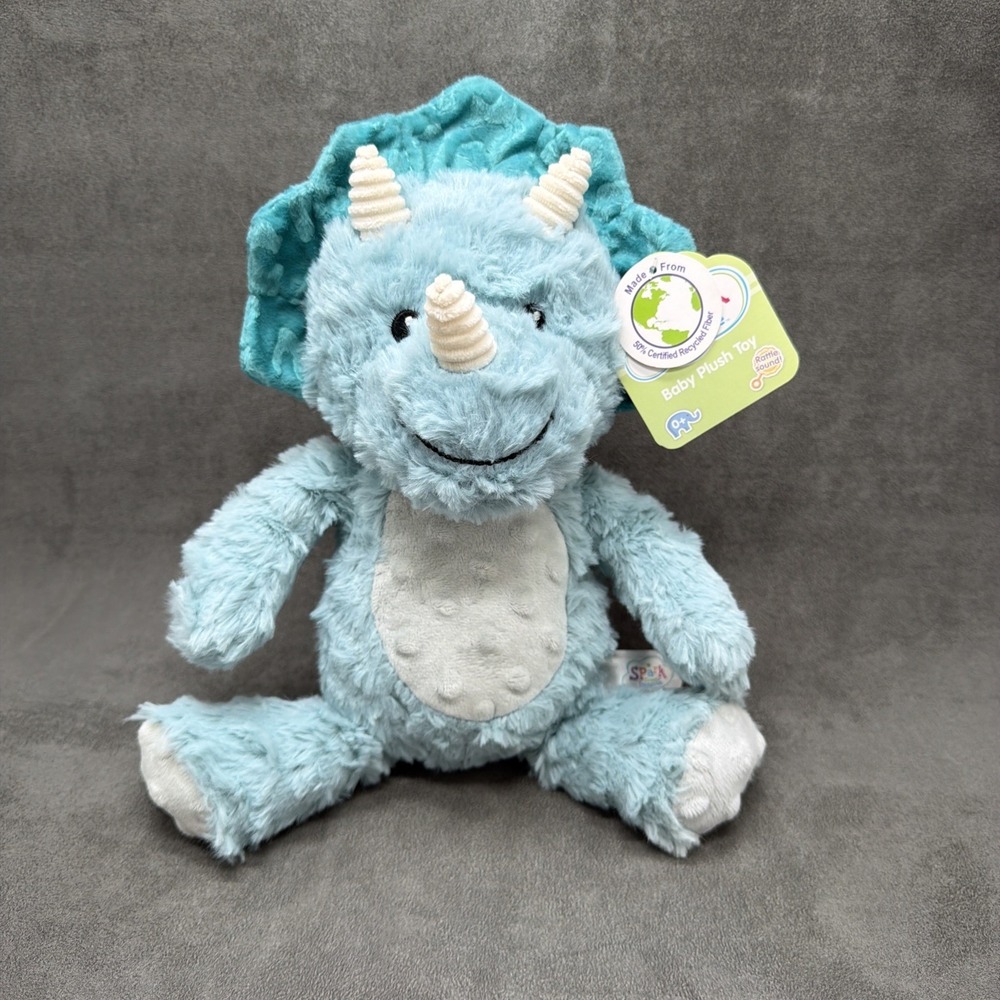 Spark Create Imagine Teal Dinosaur Plush Triceratops 12 Inch Stuffed Animal Toy